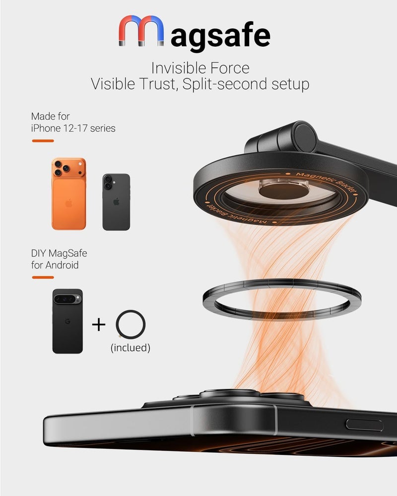 Vimose 69" Magnetic Phone Tripod, Tripod for iPhone with Remote & Strong Magnetic Holder for Magsafe, Stable Cell Phone Tripod for Video Recording, Travel Tripod Compatible with iPhone/Android - Image 2